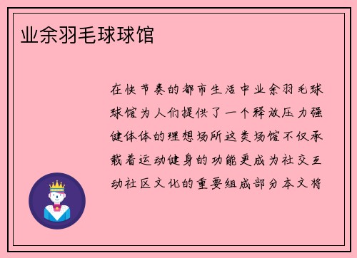 业余羽毛球球馆